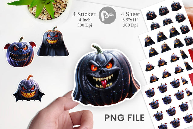 Sticker 3D Vampire Pumpkin Sublimation artnoy 