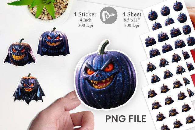 Sticker 3D Vampire Pumpkin Sublimation artnoy 