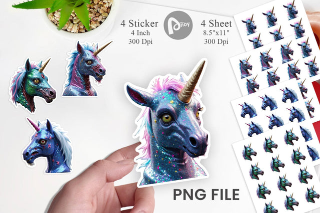 Sticker 3D Zombie Unicorn Sublimation artnoy 
