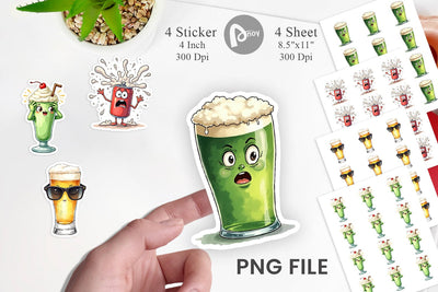Sticker 70s Green Mascot Sublimation artnoy 