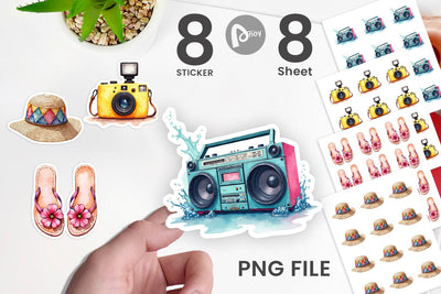 Sticker 90s Beach Essentials Sublimation artnoy 