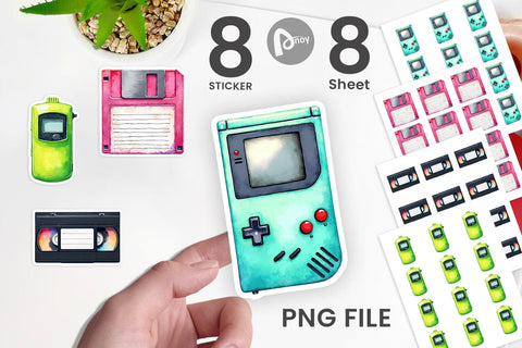Sticker 90s Tech Gadgets Sublimation artnoy 