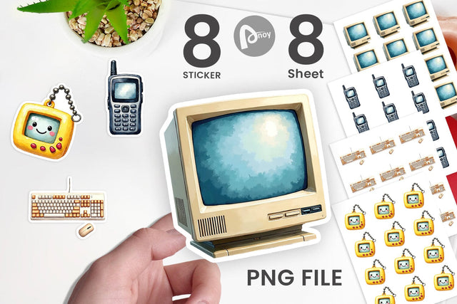 Sticker 90s Tech Gadgets Sublimation artnoy 