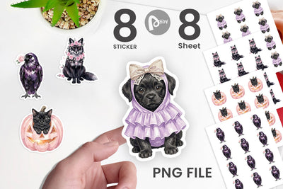 Sticker Adorable Spooky Coquette Animals Sublimation artnoy 