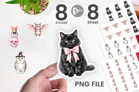 Sticker Adorable Spooky Coquette Animals Sublimation artnoy 