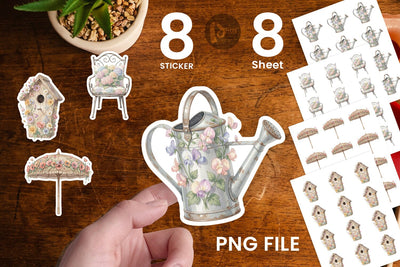 Sticker Airy Sun-Drenched Garden Watercolor Sublimation artnoy 