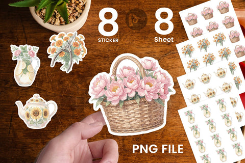 Sticker Airy Sun-Drenched Garden Watercolor Sublimation artnoy 