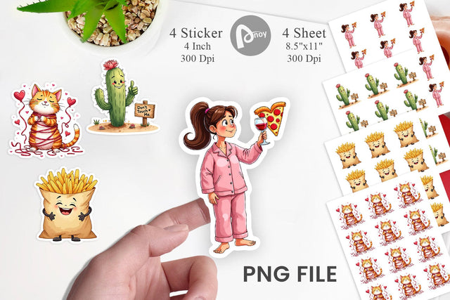 Sticker Anti-Valentine's Sassy Singles Watercolor Sublimation artnoy 