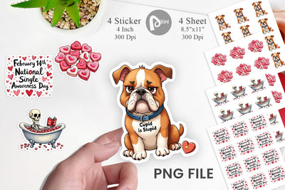 Sticker Anti-Valentine's Sassy Singles Watercolor Sublimation artnoy 