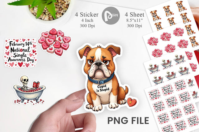 Sticker Anti-Valentine's Sassy Singles Watercolor Sublimation artnoy 