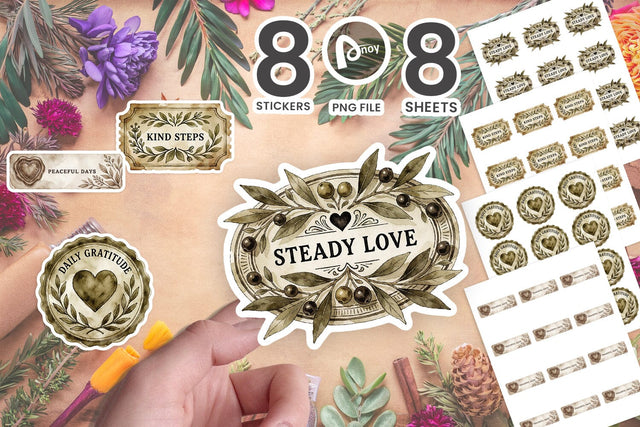 Sticker Antique Apothecary Gratitude Seals SVG artnoy 