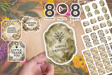 Sticker Antique Apothecary Gratitude Seals SVG artnoy 