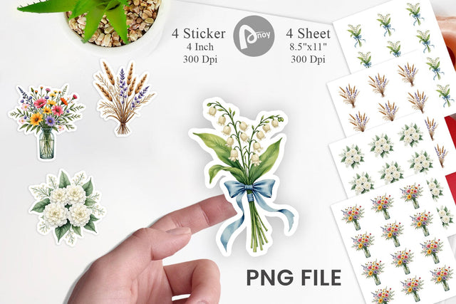 Sticker Antique Botanical Wedding Bouquets Sublimation artnoy 