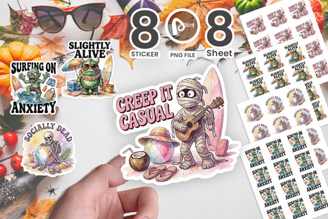Sticker Anxious Awkward Surf Monsters Quotes Sublimation artnoy 
