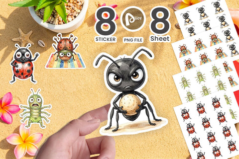 Sticker Anxious Beach Bug Watercolor Sublimation artnoy 