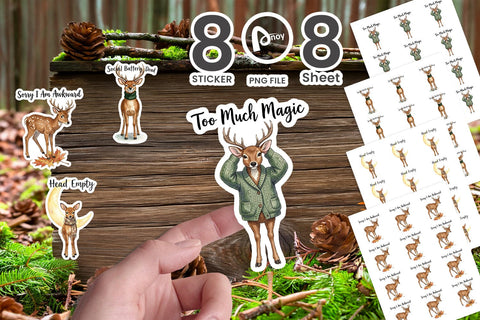 Sticker Anxious Fawn Forest Hygge Watercolor Sublimation artnoy 