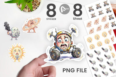 Sticker Anxious Space Rocket and Planet Sublimation artnoy 