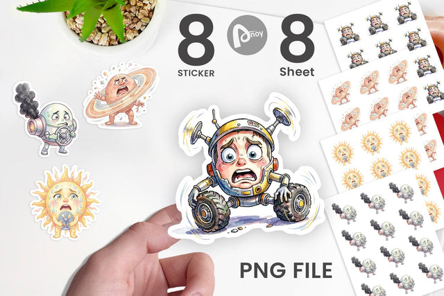 Sticker Anxious Space Rocket and Planet Sublimation artnoy 