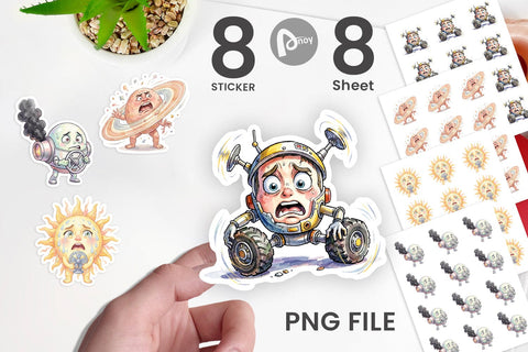 Sticker Anxious Space Rocket and Planet Sublimation artnoy 