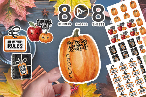 Sticker Apple & Pumpkin Teacher Humor Sayings SVG artnoy 