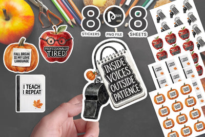 Sticker Apple & Pumpkin Teacher Humor Sayings SVG artnoy 
