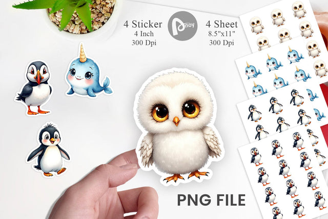 Sticker Arctic Cuties Watercolor Sublimation artnoy 