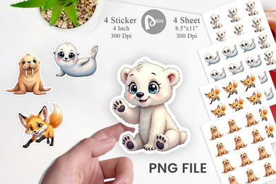 Sticker Arctic Cuties Watercolor Sublimation artnoy 