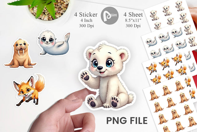 Sticker Arctic Cuties Watercolor Sublimation artnoy 