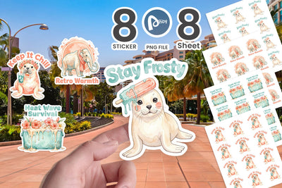 Sticker Arctic Heatwave Animal Watercolor Sublimation artnoy 