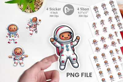 Sticker Astronaut Gingerbread Sublimation artnoy 