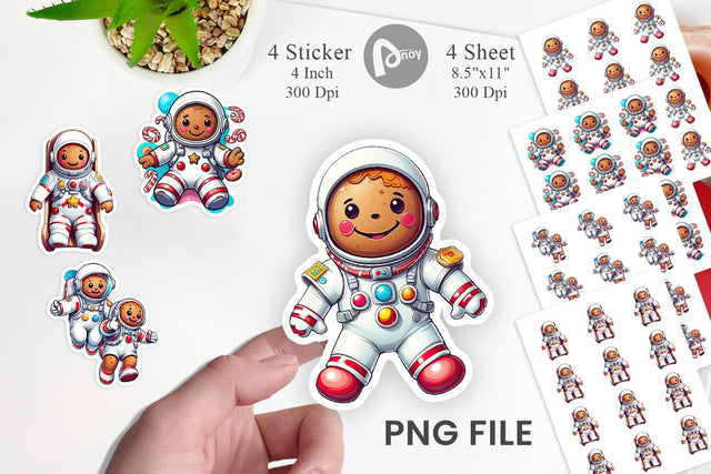 Sticker Astronaut Gingerbread Sublimation artnoy 