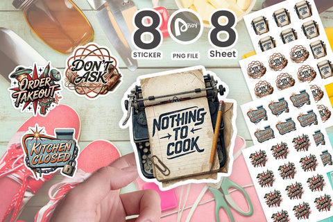 Sticker Atomic 50s Dinner Frustration Quote Sublimation artnoy 