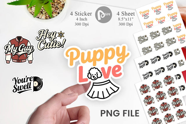 Sticker Atomic Love 50s Valentine Quotes Sublimation artnoy 