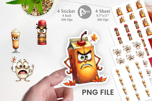 Sticker Autumn Beverages Sublimation artnoy 