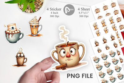 Sticker Autumn Beverages Sublimation artnoy 