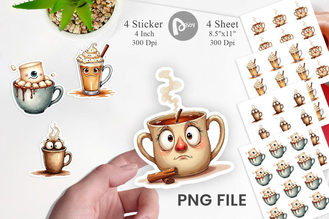 Sticker Autumn Beverages Sublimation artnoy 