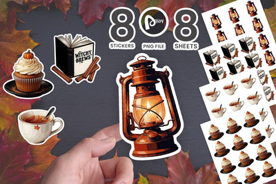 Sticker Autumn Crow Spooky Tea Party Art SVG artnoy 