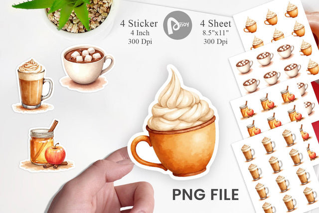 Sticker Autumn Drinks Sublimation artnoy 