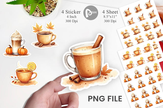 Sticker Autumn Drinks Sublimation artnoy 