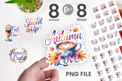 Sticker Autumn Pumpkin Spice Quotes Sublimation artnoy 