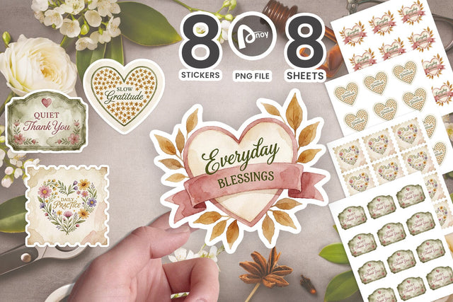 Sticker Autumn Wildflower Heart Wreath Labels SVG artnoy 