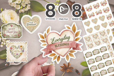 Sticker Autumn Wildflower Heart Wreath Labels SVG artnoy 