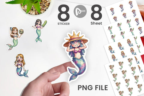 Sticker Awkward Alien Mermaids Sublimation artnoy 