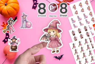 Sticker Awkward Pink Witch Retro Watercolor Sublimation artnoy 