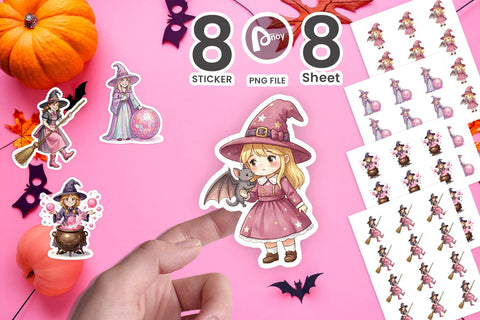 Sticker Awkward Pink Witch Retro Watercolor Sublimation artnoy 