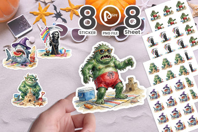 Sticker Awkward Retro Monster Beach Panic Sublimation artnoy 