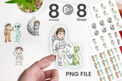 Sticker Awkward Space Kid Watercolor Sublimation artnoy 