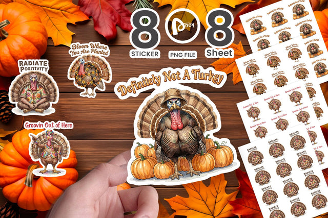 Sticker Awkward Turkey Retro Watercolor Sublimation artnoy 