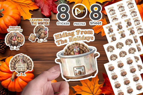 Sticker Awkward Turkey Retro Watercolor Sublimation artnoy 