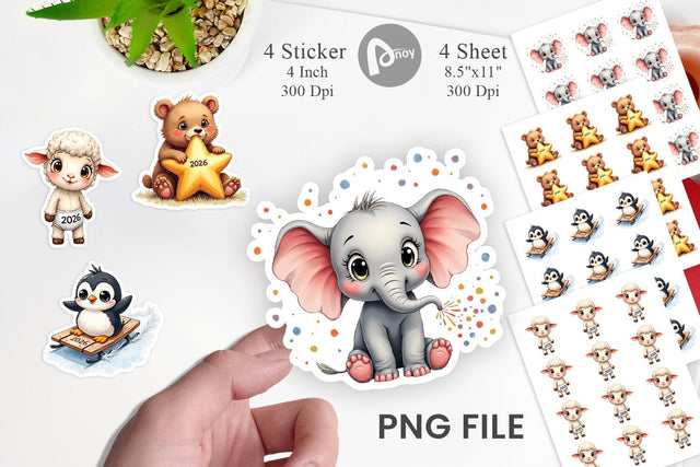 Sticker Baby's First New Year 2026 Sublimation artnoy 